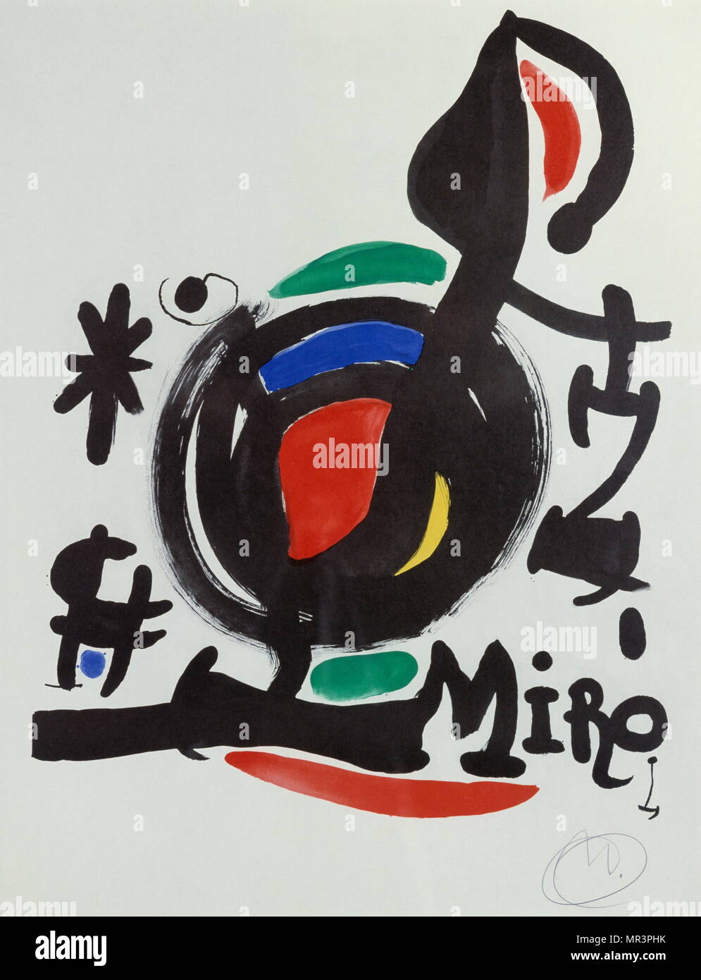 Stile surreale litografia di circa 1973 dell'artista spagnolo Joan Miro.(1893 - 1983), pittore, scultore e ceramista nato a Barcellona. Foto Stock