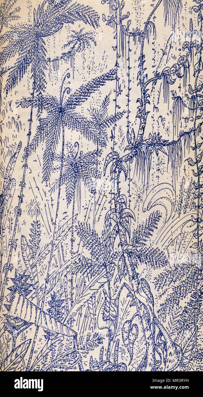 Illustrazione di 'Martinique, Snake incantatore' (Martinica, Charmeuse de serpenti), da André Breton 1948. Breton 1896 - 1966, era uno scrittore francese, poeta e anti-fascista. Egli è meglio conosciuta come il fondatore del Surrealismo. Foto Stock