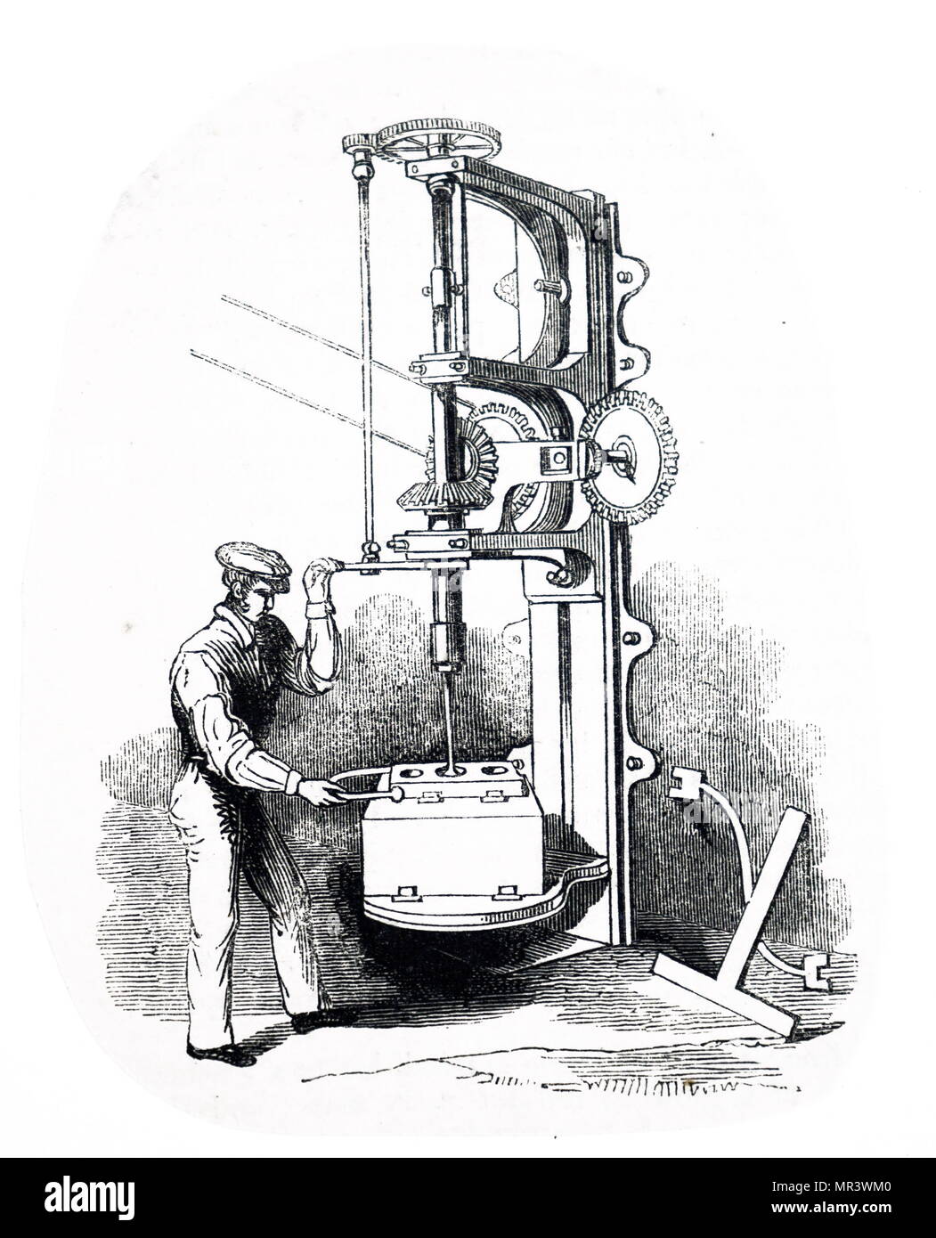 Illustrazione raffigurante l'alesatura di cilindro di un motore a vapore: Vulcan Fonderia, Washington Street, Glasgow. Datata del XIX secolo Foto Stock