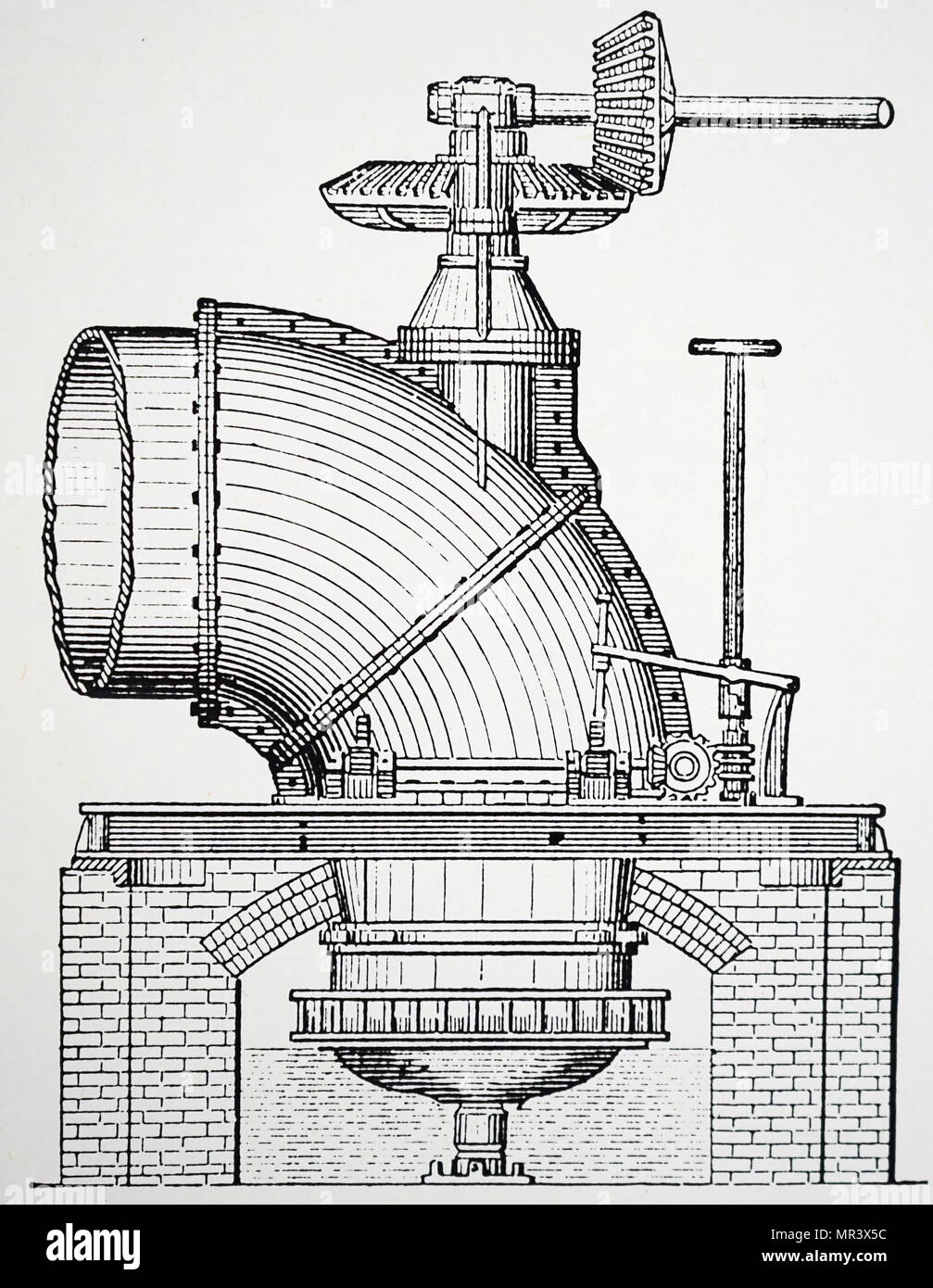 Incisione raffigurante Boyden verso l esterno turbina a flusso, basato sul principio di Fourneyron. Datata del XIX secolo Foto Stock