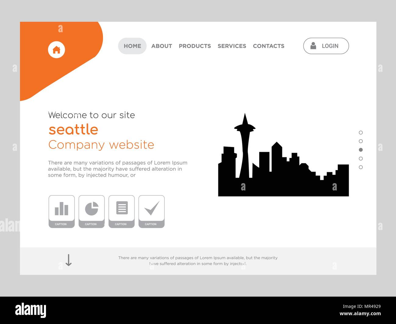 La qualità di una pagina del sito Web di Seattle modello EPS vettoriali, moderno Web Design con piatto e gli elementi di interfaccia utente illustrazione del paesaggio, ideale per landing page Illustrazione Vettoriale