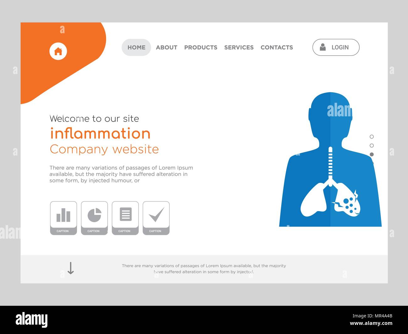La qualità di una pagina del sito Web di infiammazione modello EPS vettoriali, moderno Web Design con piatto e gli elementi di interfaccia utente illustrazione del paesaggio, ideale per landing page Illustrazione Vettoriale