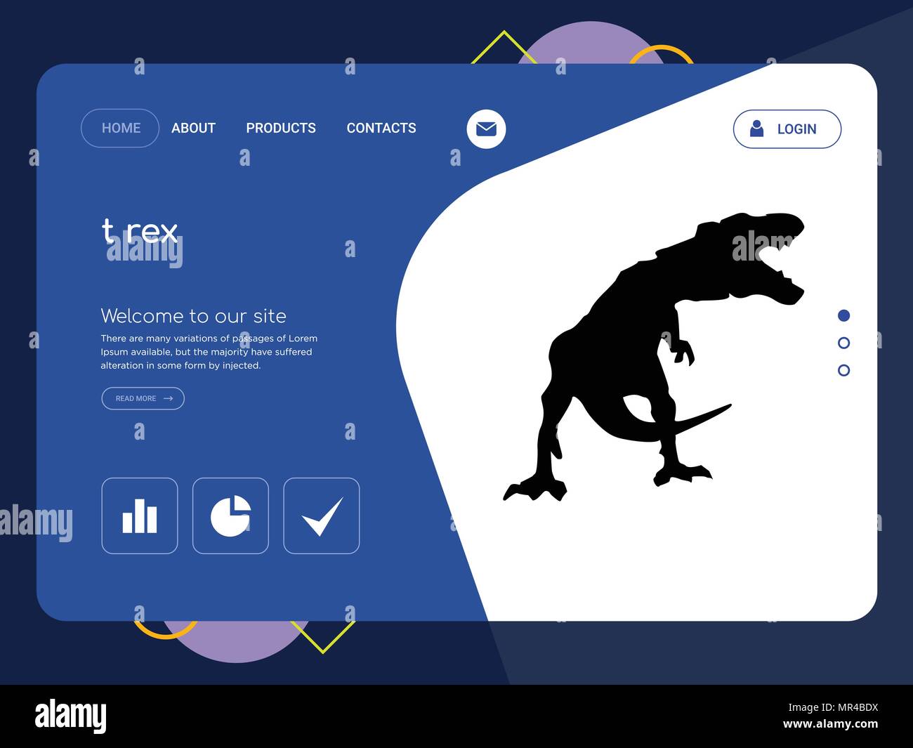 La qualità di una pagina t rex Website template EPS vettoriali, moderno Web Design con piatto e gli elementi di interfaccia utente illustrazione del paesaggio, ideale per landing page Illustrazione Vettoriale
