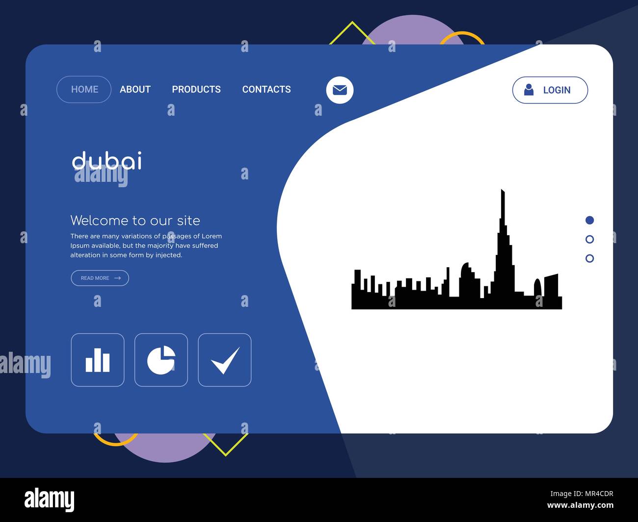 La qualità di una pagina del sito Web di dubai modello EPS vettoriali, moderno Web Design con piatto e gli elementi di interfaccia utente illustrazione del paesaggio, ideale per landing page Illustrazione Vettoriale