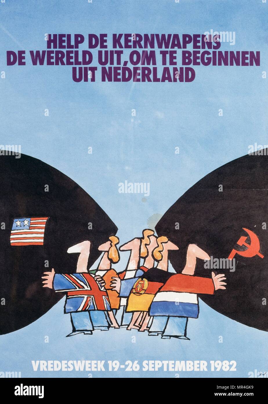 Il disarmo olandese campagna di manifesti durante la Guerra fredda era 1982 Foto Stock