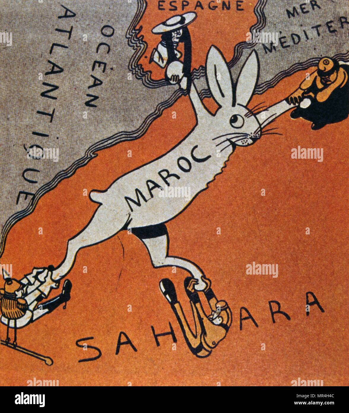 Il satirico francese illustrazione, raffigurante la rivalità coloniale in Marocco, 1903 Foto Stock