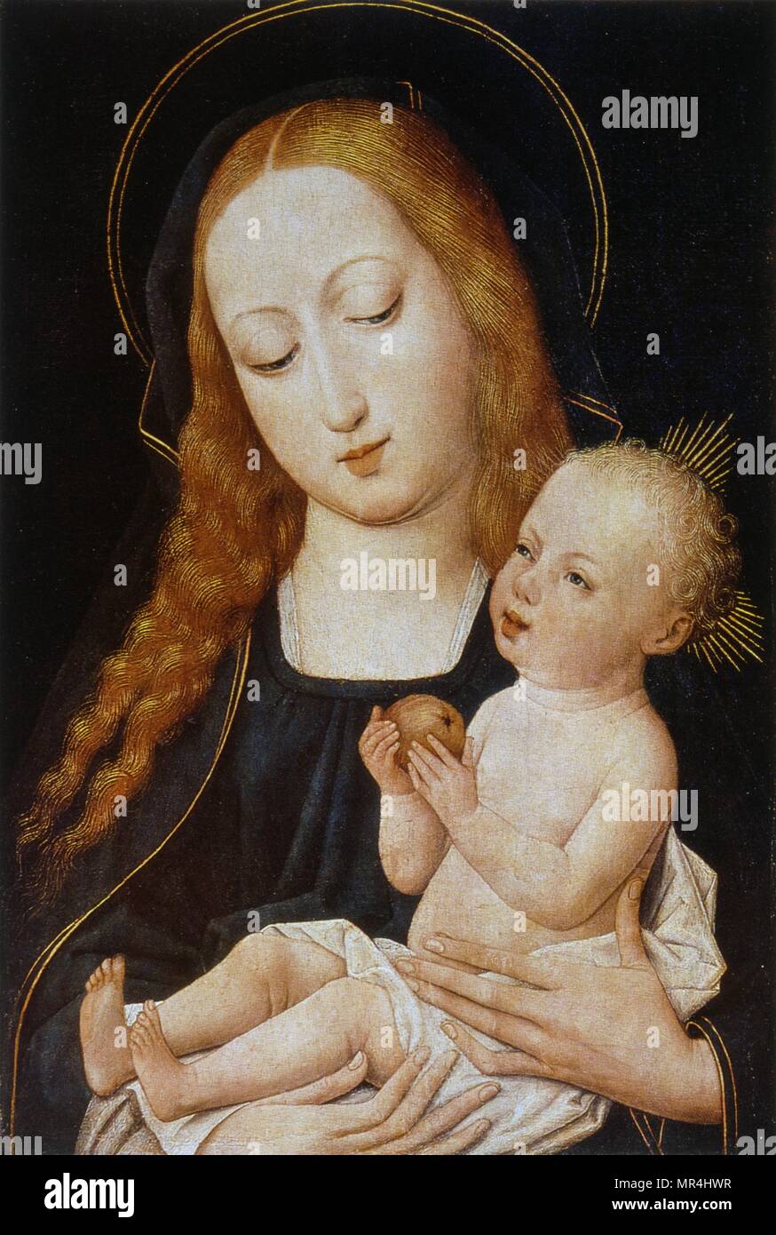 Xv secolo ritratto della Vergine Maria e Gesù Bambino. Museo Hermitage di San Pietroburgo, Russia Foto Stock