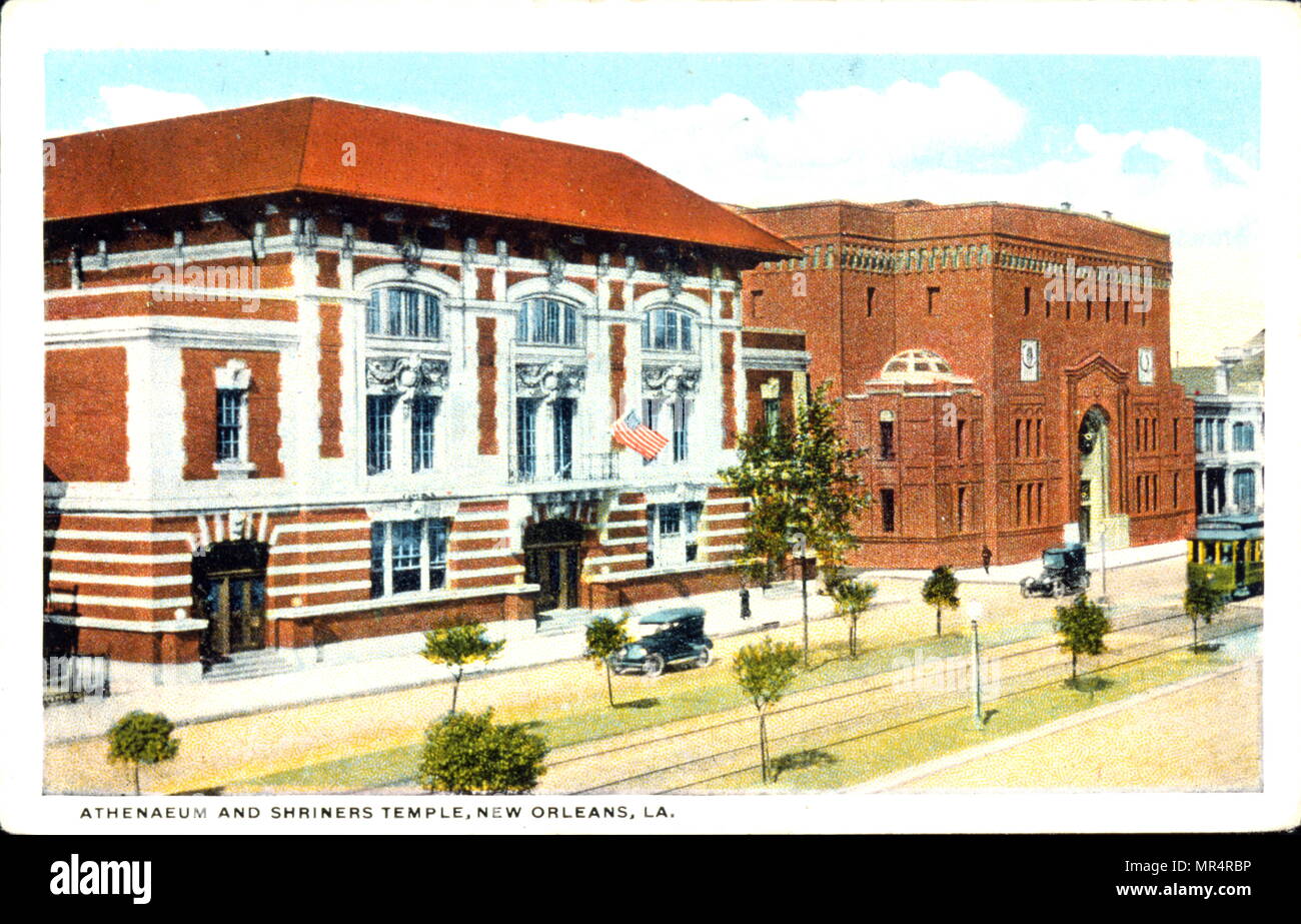 Athenaeum e Shriners Tempio Massonico a New Orleans, Louisiana, Stati Uniti d'America. Cartolina circa 1920 Foto Stock