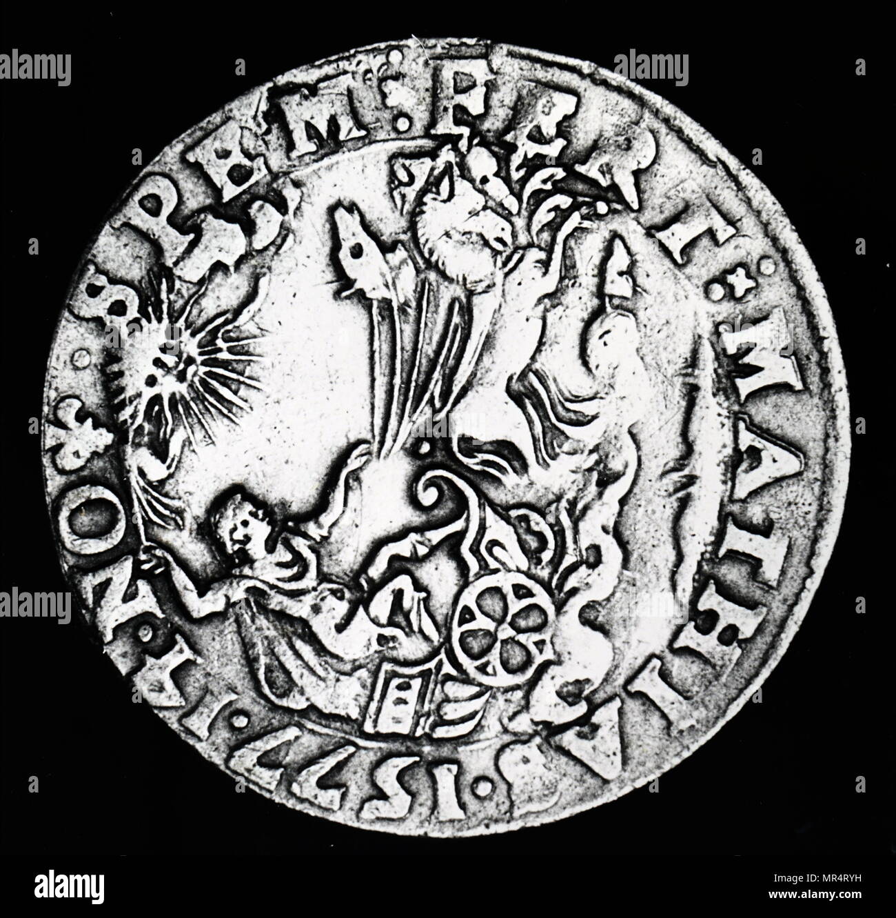 Medaglia commemorativa del brillante cometa del 1577. Datata xvi secolo Foto Stock