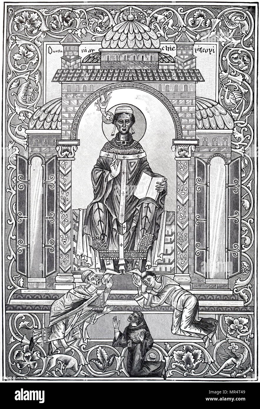 Ritratto di Papa san Gregorio I, Papa della Chiesa Cattolica dal 3 Settembre 590. Datato al X secolo Foto Stock