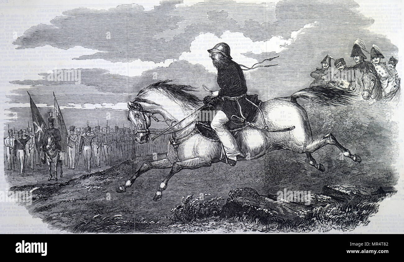Incisione raffigurante Charles James Napier (1782-1853) un soldato e governatore dell'impero britannico e l'esercito britannico è il comandante in capo in India. Datata del XIX secolo Foto Stock