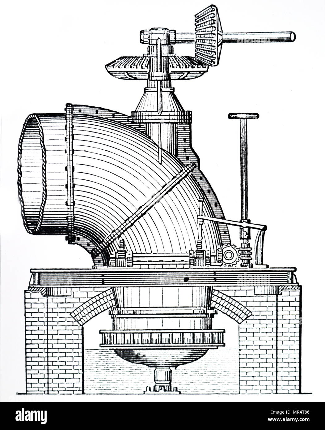 Incisione raffigurante Boyden verso l esterno turbina a flusso, sulla base del principio Foureyron. Datata del XIX secolo Foto Stock