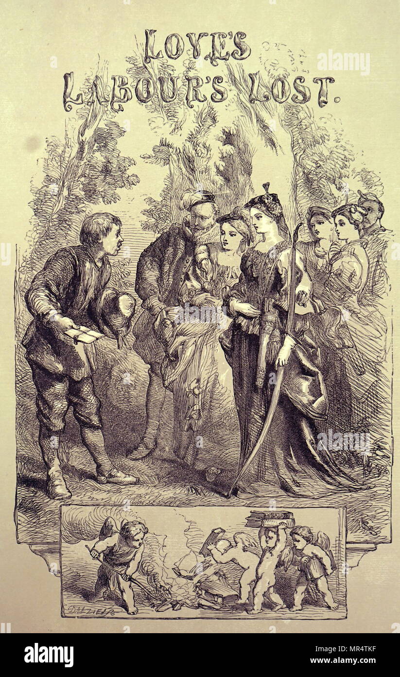 Titolo pagina per 'l'amore fatiche perso" di William Shakespeare. Amore del lavoro perso è uno di William Shakespeare commedie precoce. William Shakespeare (1564-1616) un poeta inglese, drammaturgo e attore. Illustrata da Sir John Gilbert RA (1817-1897) un artista inglese, illustratore e incisore. Datata del XIX secolo Foto Stock