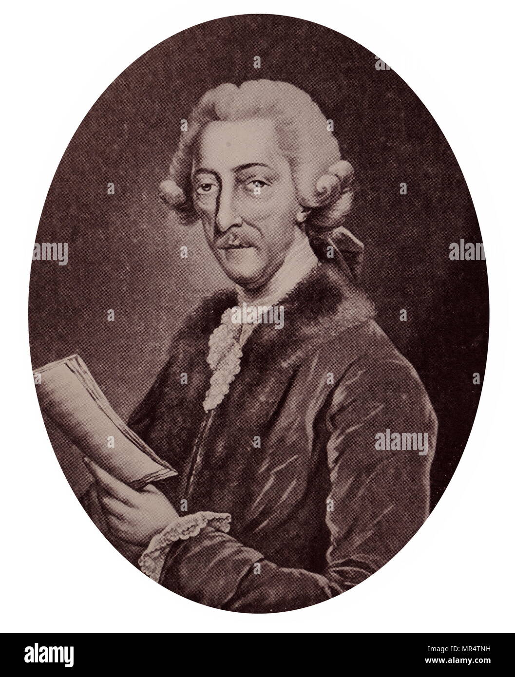 Ritratto di Thomas Arne (1710-1778) un compositore inglese. Datata xviii secolo Foto Stock