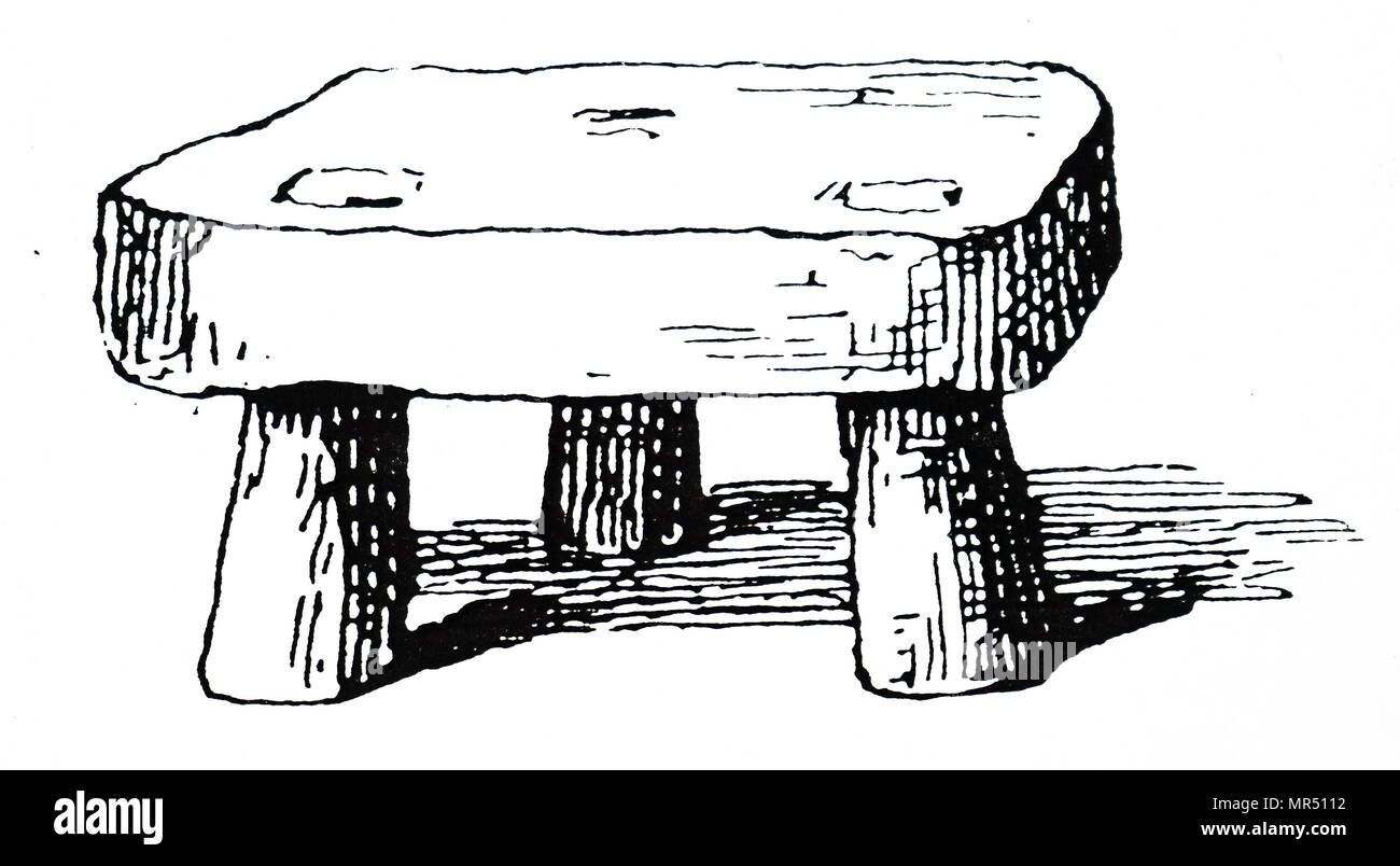 Illustrazione raffigurante un sgabello (o cricket). Una teoria circa le origini di cricket è stato che uno sgabello è stato posto sul terreno, un giocatore si fermò di fronte e ha cercato di impedire una sfera colpendolo con il loro canto. Noto anche come Stool-Ball, questo sopravvissuto nel XVIII secolo come un gioco da bambini. Datata xviii secolo Foto Stock