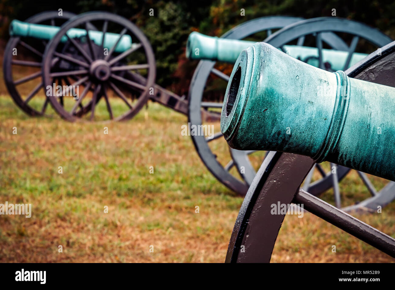 Il long silent cannoni di una guerra civile americana battlefield in Virginia. Foto Stock