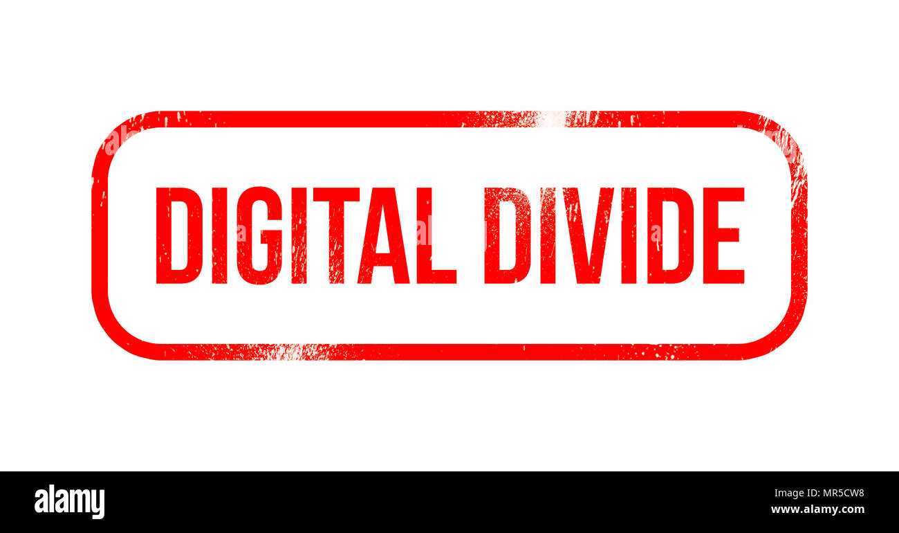 Digital divide - rosso gomma grunge, timbro Foto Stock