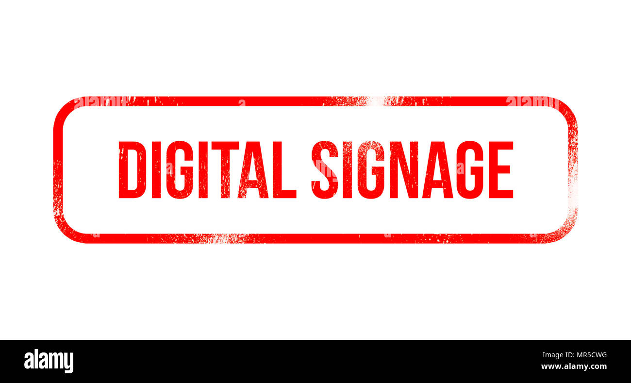 Digital signage - rosso gomma grunge, timbro Foto Stock