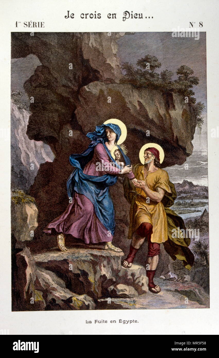 Illustrazione dal 'Grand catechismo per le famiglie". 1907. La fuga in Egitto Foto Stock