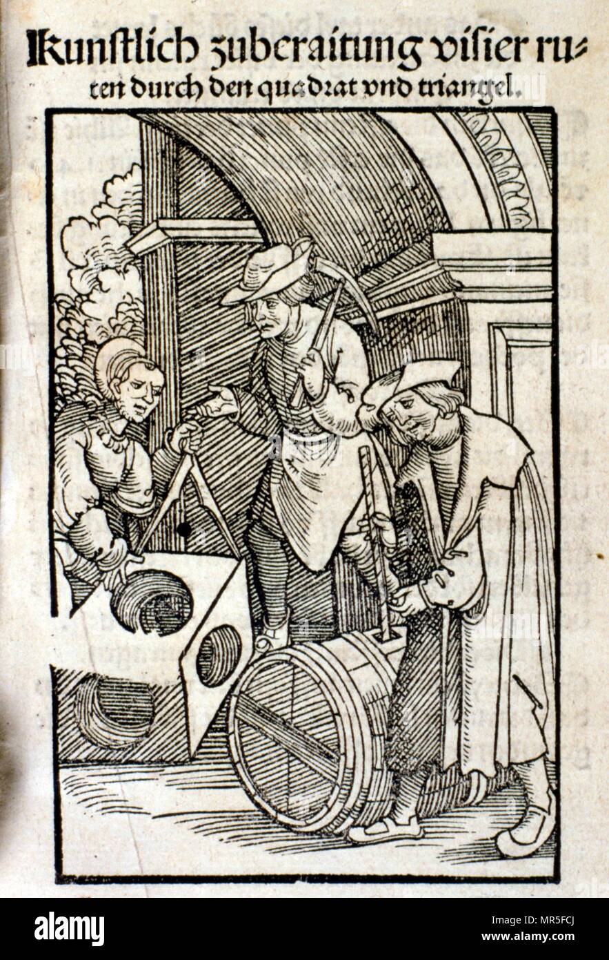 De Rechenbuch (tracciare); titolo pagina da un tedesco del XVI secolo la geometria e la matematica libro. circa 1518 Foto Stock