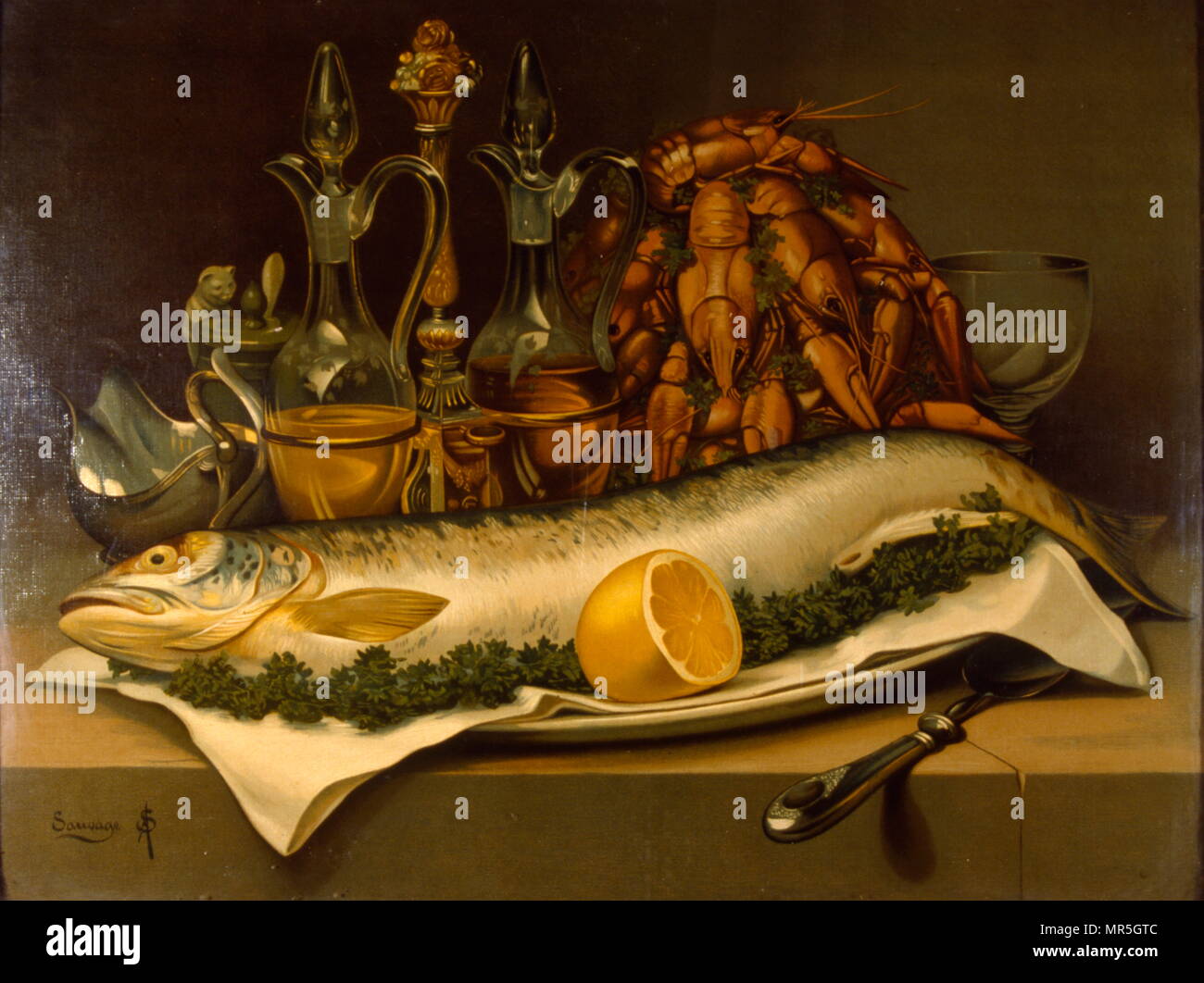 Il francese del XIX secolo di vita ancora la pittura. Circa nel 1870 Foto Stock