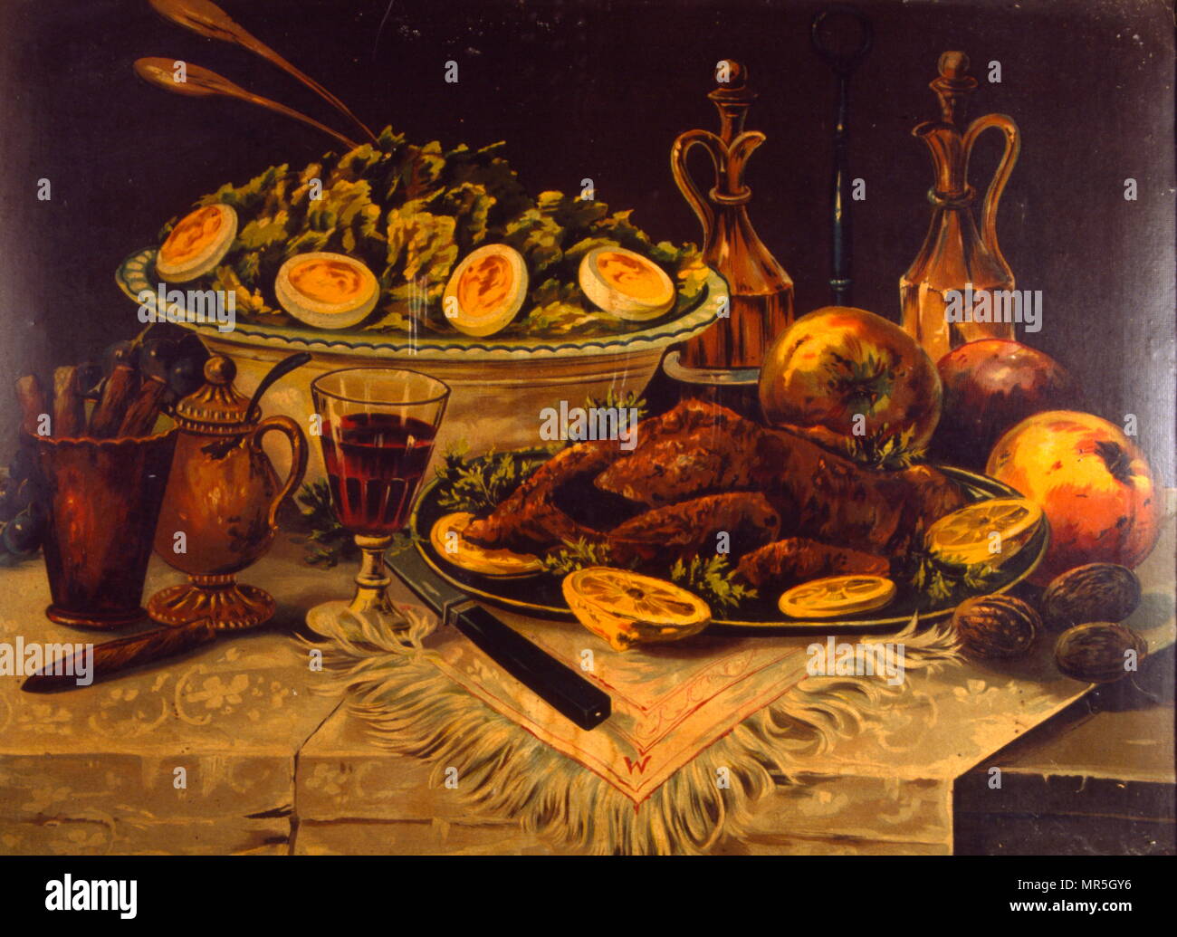 Il francese del XIX secolo di vita ancora la pittura. Artista sconosciuto); . Circa nel 1870 Foto Stock