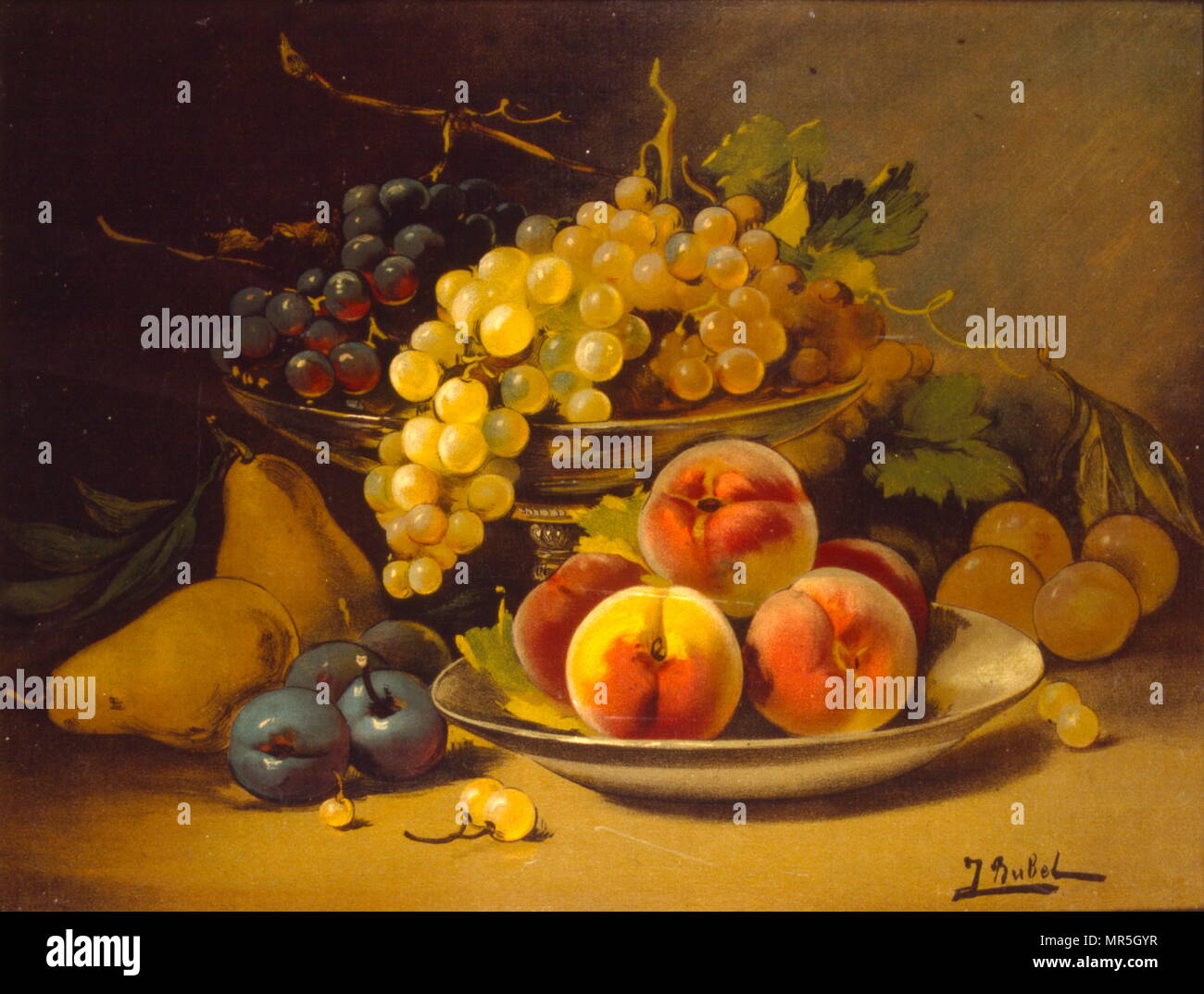 Il francese del XIX secolo di vita ancora la pittura. Artista sconosciuto); . Circa nel 1870 Foto Stock