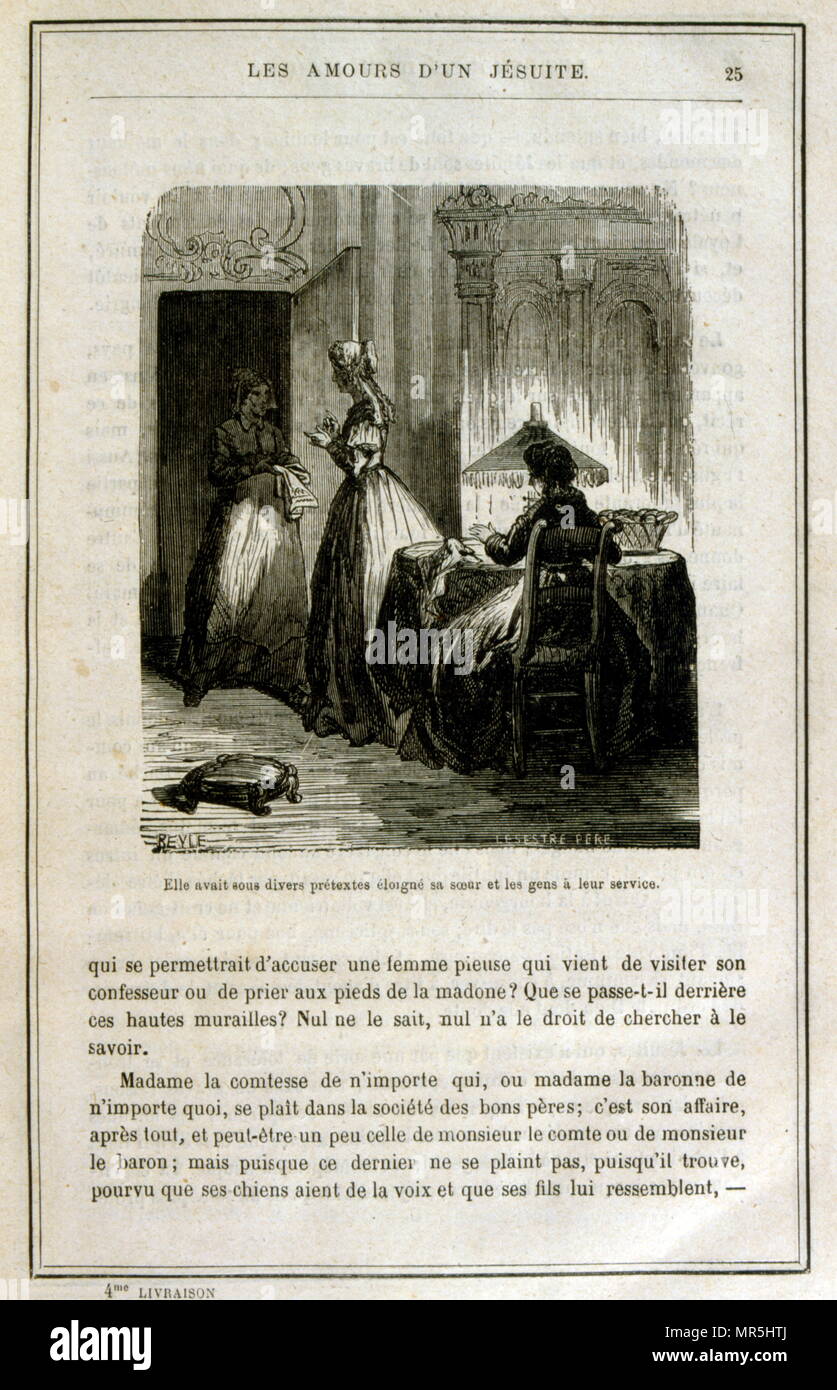 Illustrazione da Les amours d'Onu il gesuita : histoire vraie (amori di un gesuita: una storia vera) da Gustave Graux. (1837-1899). Foto Stock
