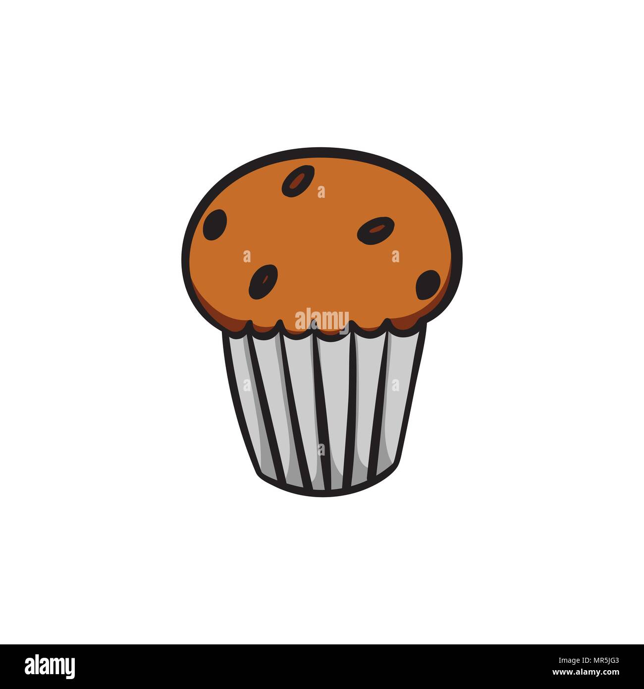 Colorato carino cupcake su sfondo bianco. Illustrazione Vettoriale