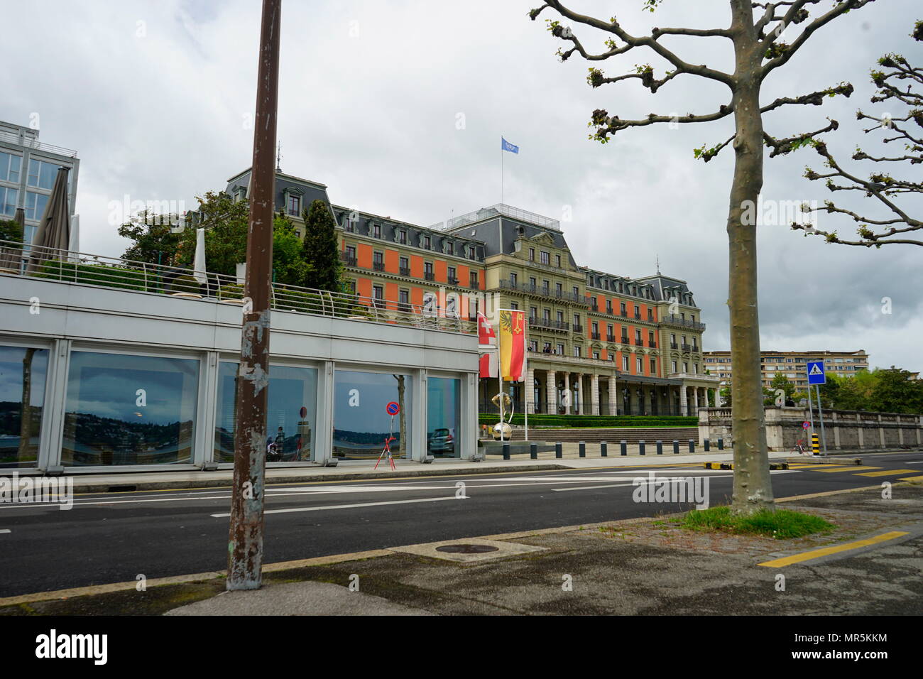 Il Palais Wilson a Ginevra, in Svizzera, sede dell'Ufficio dell'Alto Commissario delle Nazioni Unite per i diritti dell'uomo. Essa è stata anche la sede della Lega delle Nazioni dal 1920 al 1936, l'edificio è stato chiamato dopo la U.S. Presidente Woodrow Wilson, che è stato determinante per la fondazione della Società delle Nazioni. Foto Stock