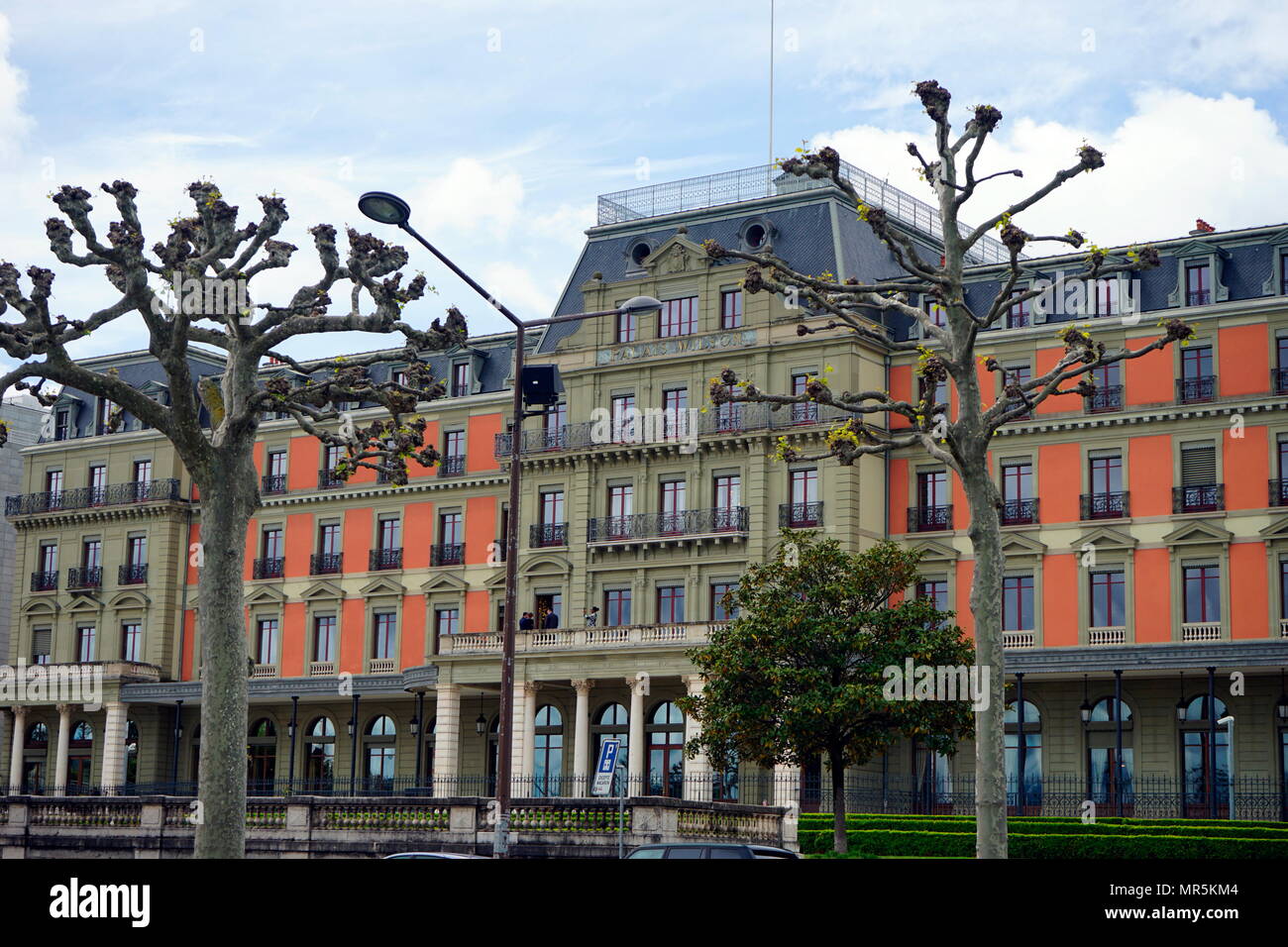 Il Palais Wilson a Ginevra, in Svizzera, sede dell'Ufficio dell'Alto Commissario delle Nazioni Unite per i diritti dell'uomo. Essa è stata anche la sede della Lega delle Nazioni dal 1920 al 1936, l'edificio è stato chiamato dopo la U.S. Presidente Woodrow Wilson, che è stato determinante per la fondazione della Società delle Nazioni. Foto Stock