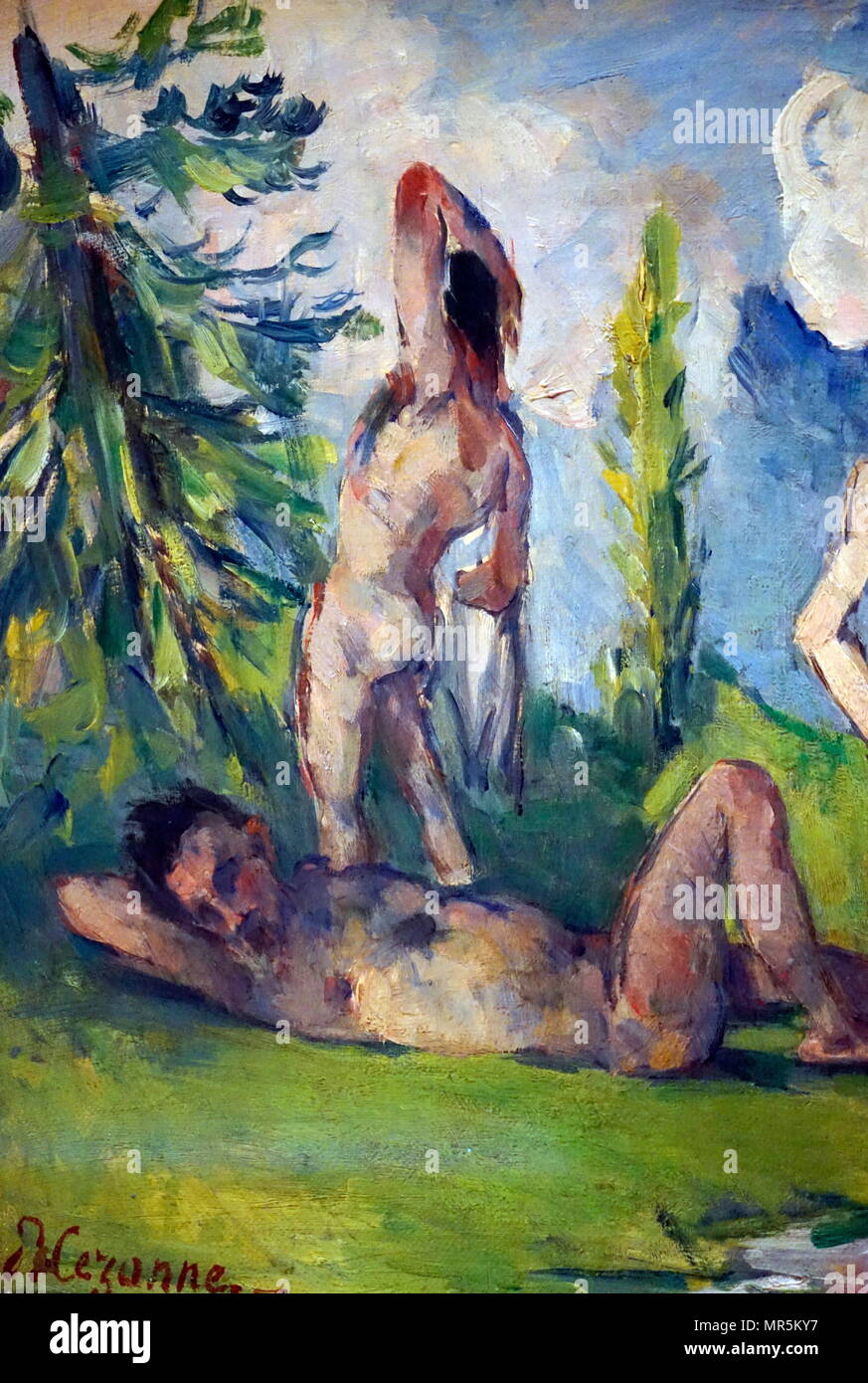 Baigneurs au repos; bagnanti a riposo (dettaglio), 1876-78. Olio su tela dipinto dall'artista francese Paul Cézanne 1839-1906 Foto Stock