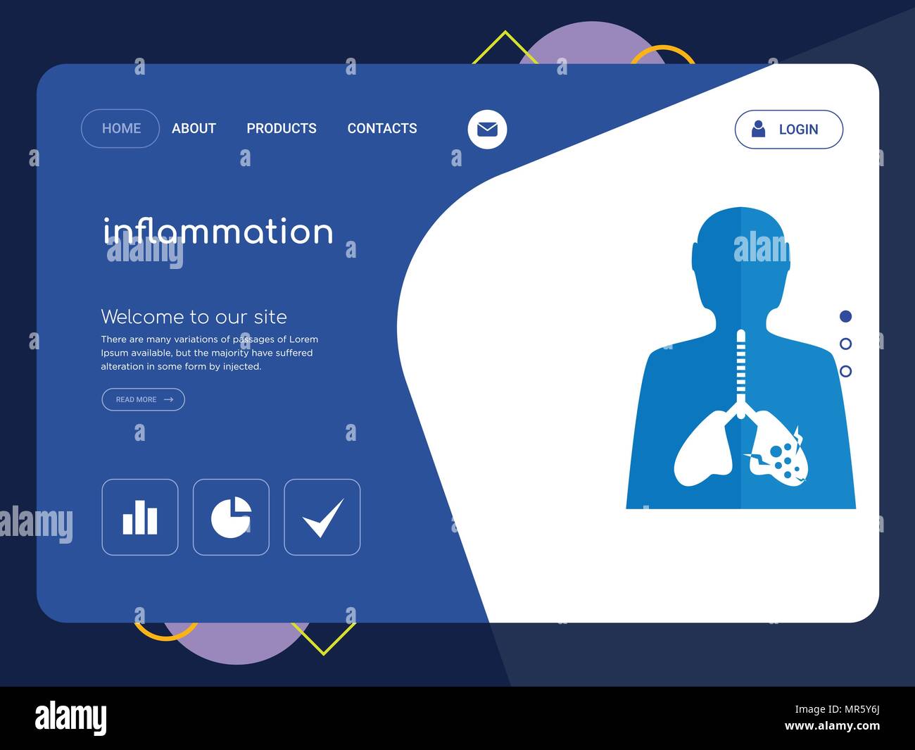 La qualità di una pagina del sito Web di infiammazione modello EPS vettoriali, moderno Web Design con piatto e gli elementi di interfaccia utente illustrazione del paesaggio, ideale per landing page Illustrazione Vettoriale