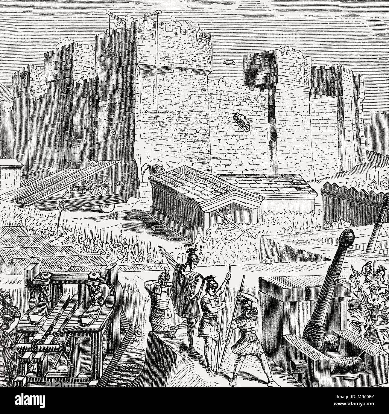 Assedio della antica città greca di Akragas dai Romani nel 262 A.C. Foto Stock