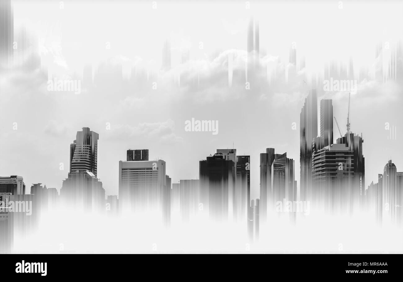 Abstract edifici moderni, sfondo bianco e nero Foto Stock