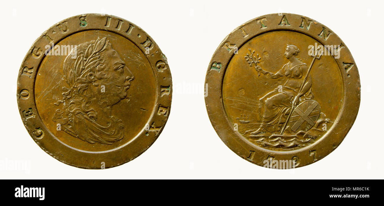 GEORGE 111 due pence. 1797 medaglia. Foto Stock