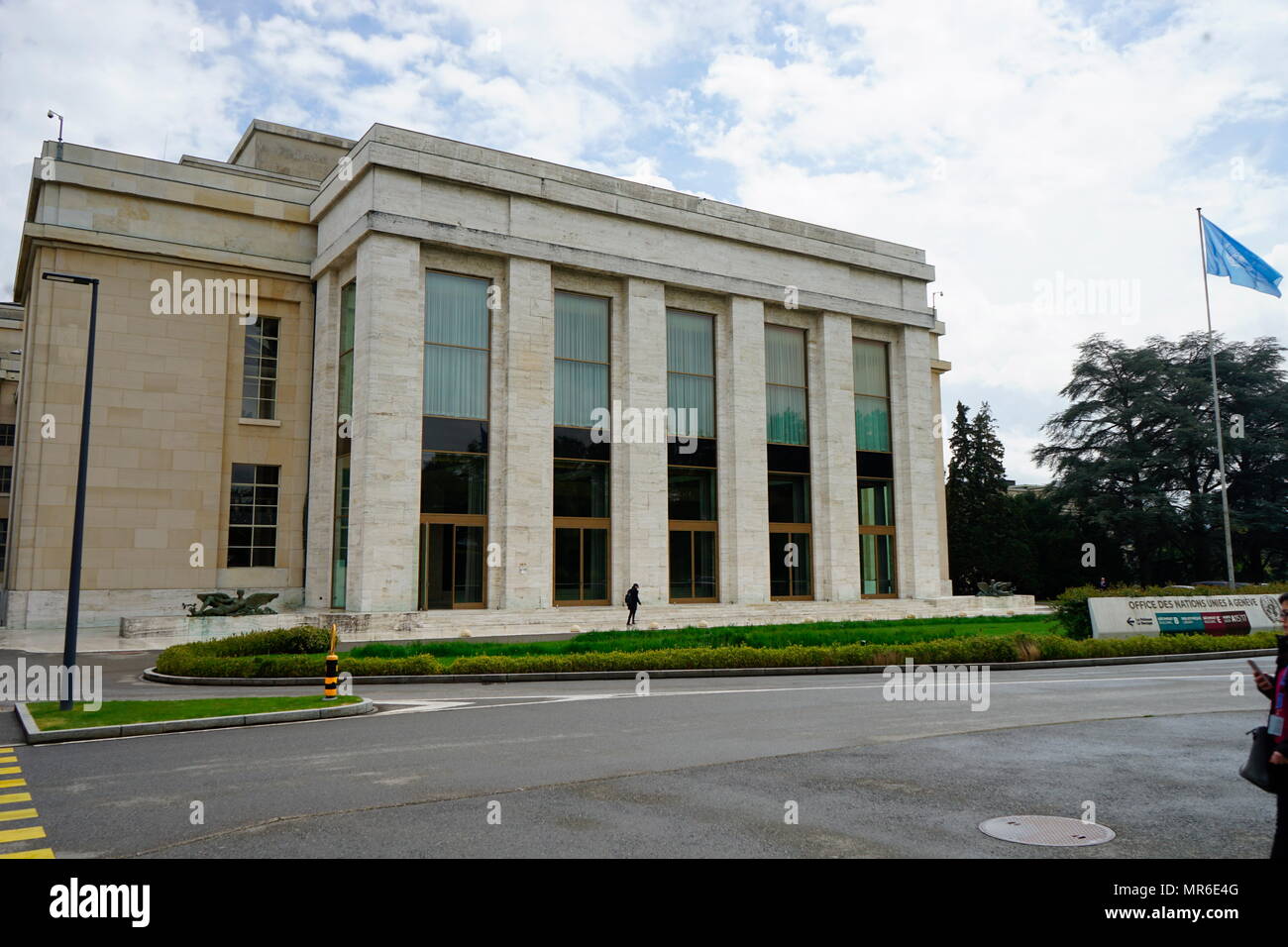 Palais des Nations, sede delle Nazioni Unite di Ginevra, Svizzera. Questa è stata la casa della lega delle nazioni, e è presente luogo di incontro della Conferenza sul disarmo. Foto Stock