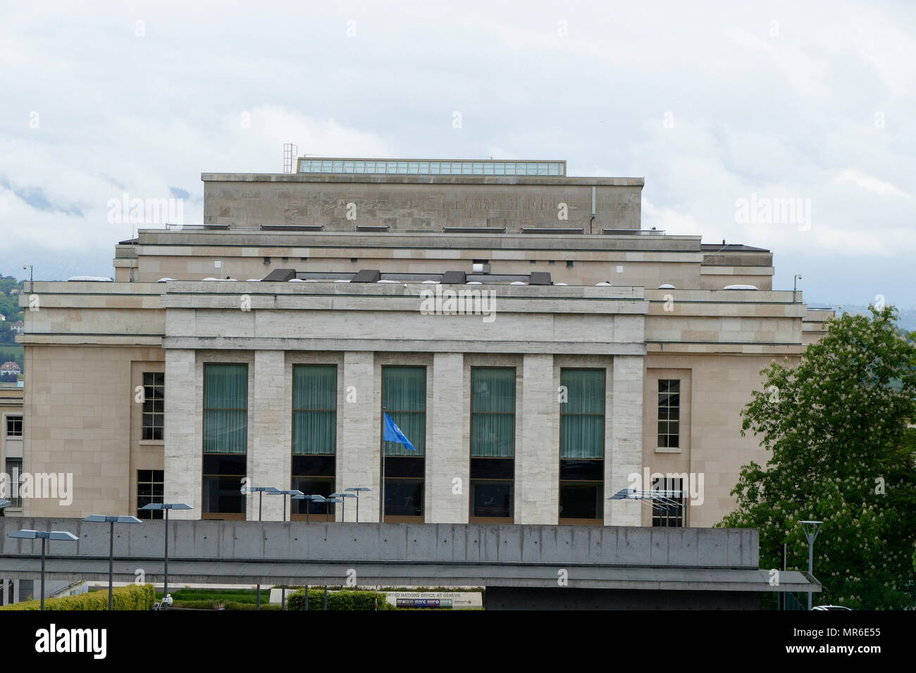 Palais des Nations, sede delle Nazioni Unite di Ginevra, Svizzera. Questa è stata la casa della lega delle nazioni, e è presente luogo di incontro della Conferenza sul disarmo. Foto Stock