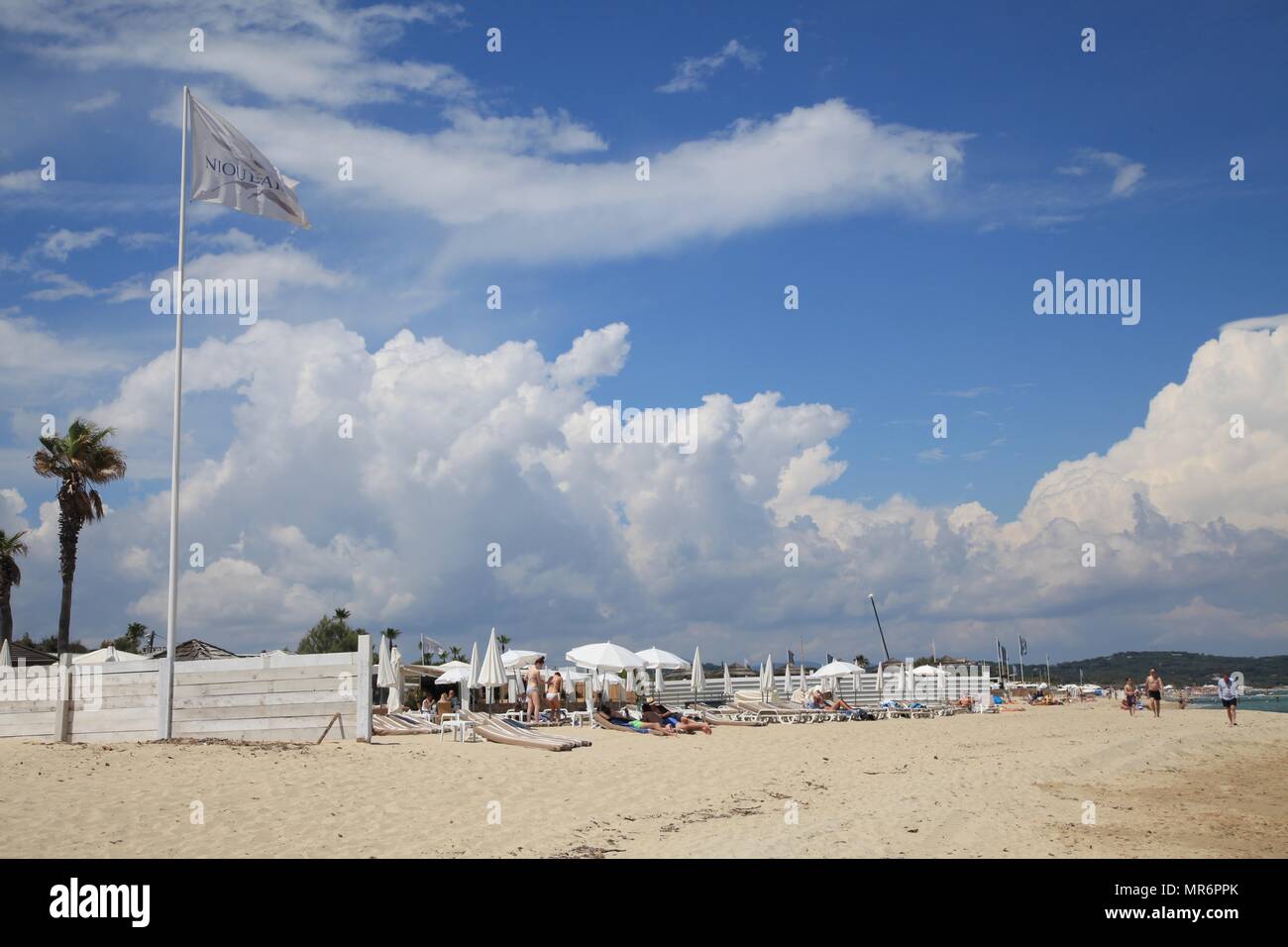 Spiaggia di Pampelonne, St Tropez, Var, Francia Foto Stock