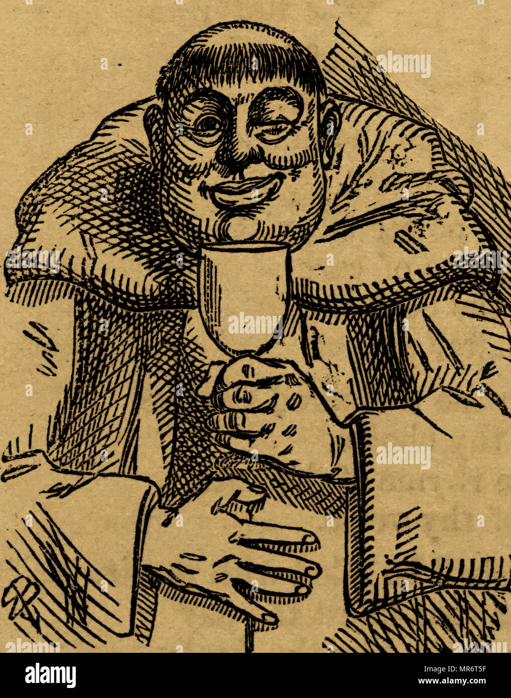 Incisione RAFFIGURANTE FRATE grigio dal poema "Io sono un frate di ordini grigio' da John O'Keeffe. John O'Keeffe (1747-1833) un attore irlandese, drammaturgo, scrittore e poeta. Datata del XIX secolo Foto Stock