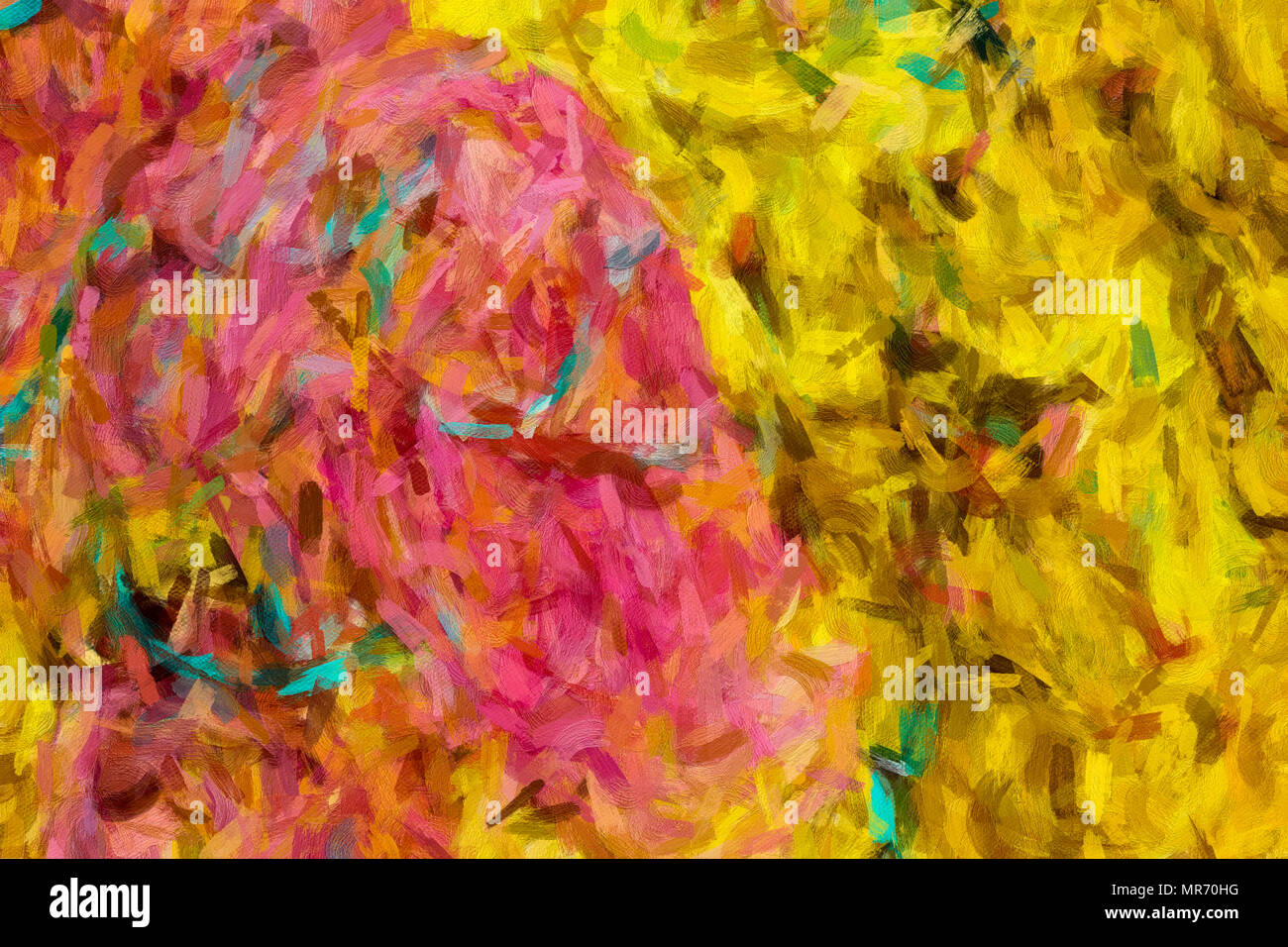 Abstract digital il dipinto a olio su tela piena di consistenza e colore brillante Foto Stock