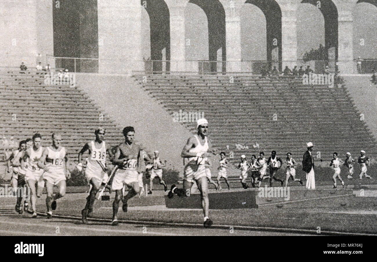 Fotografia della maratona durante il 1932 giochi olimpici. Ha vinto da Juan Carlos Zabala (1911 - 1983) dall'Argentina. Foto Stock