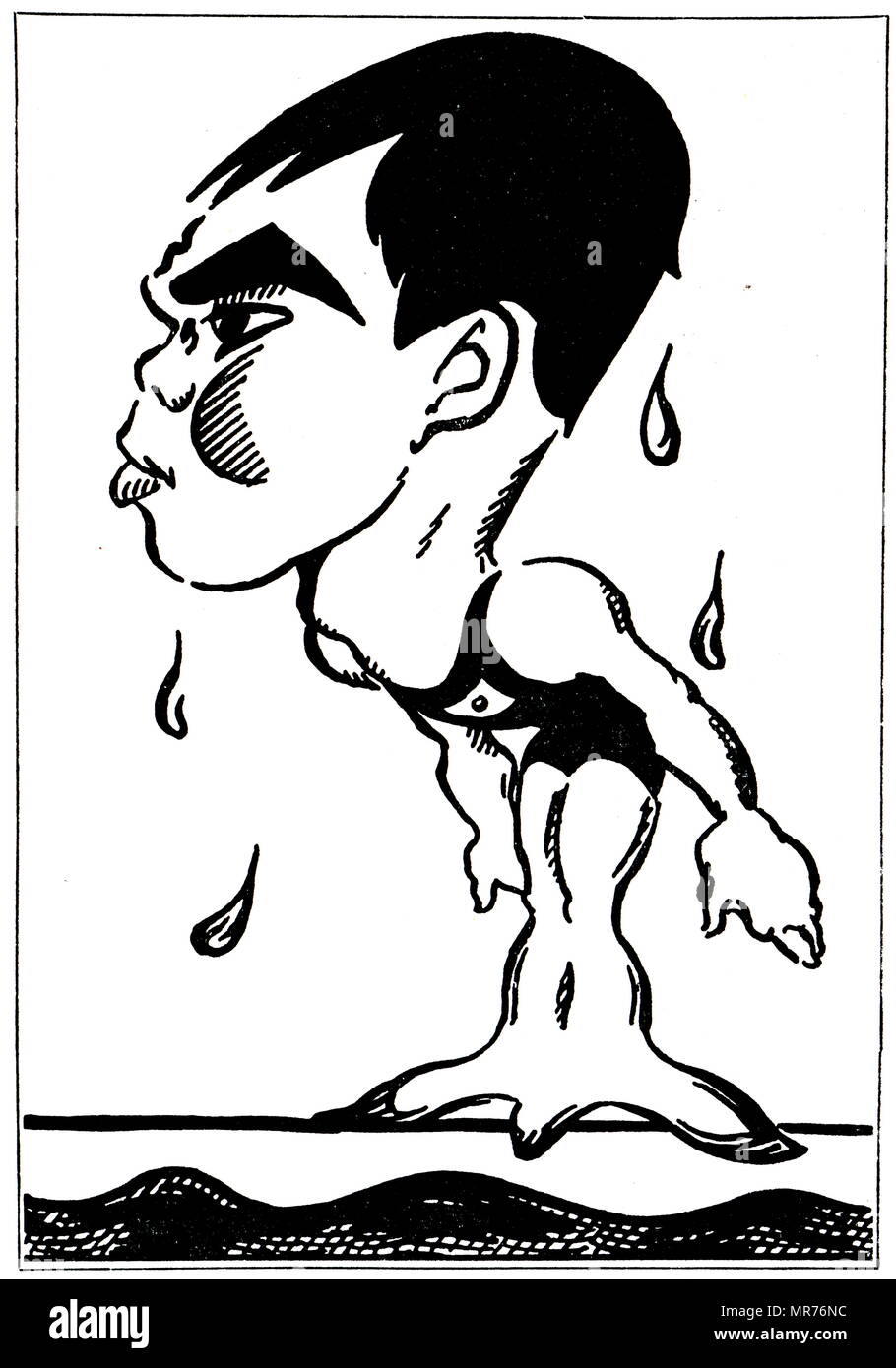 Disegno animato di Shozo Makino (1915 - 1987) a 1932 giochi olimpici. Foto Stock