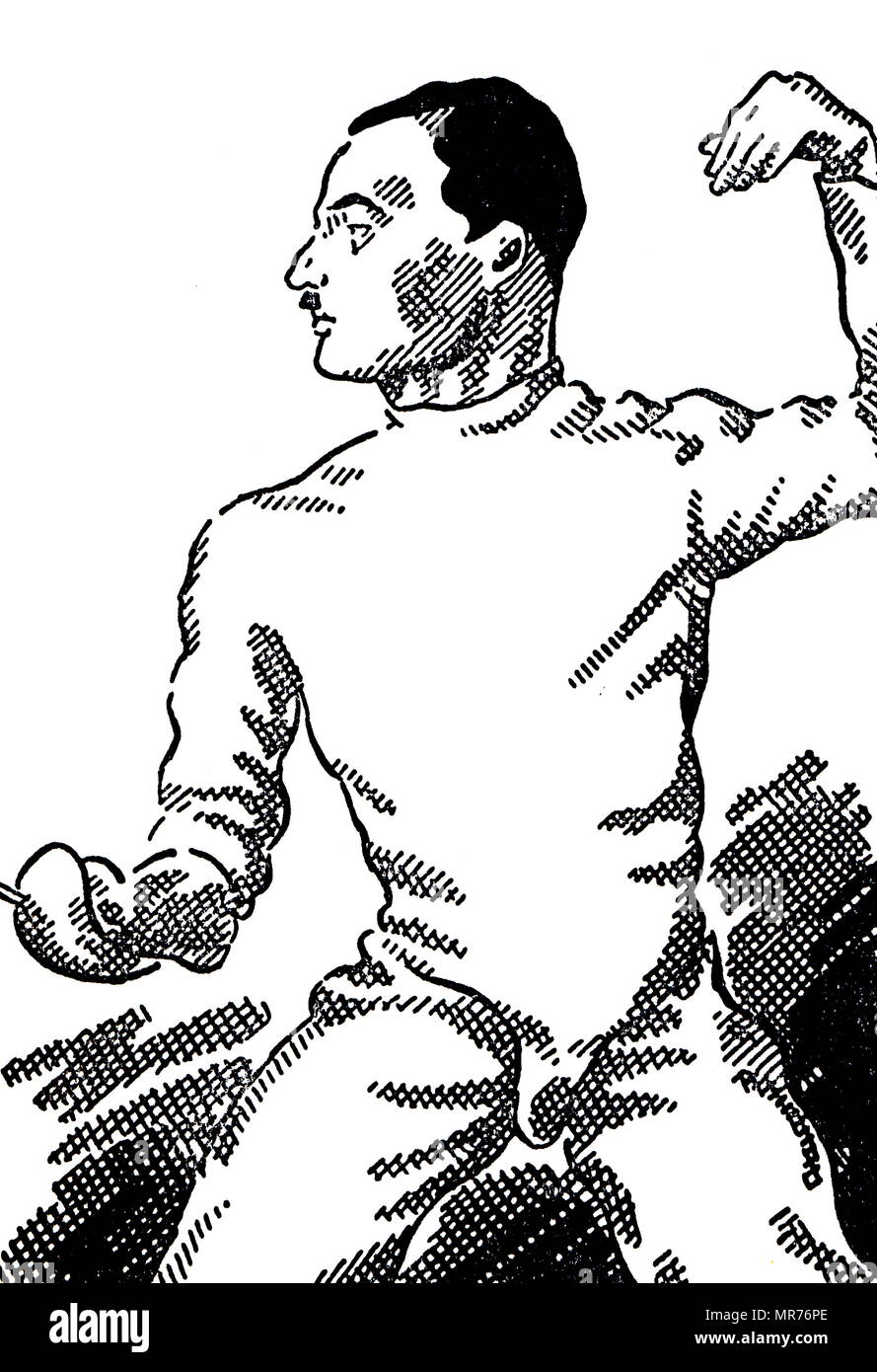Disegno animato di George Piller (1899 - 1960) presso il 1932 giochi olimpici. George ha vinto in entrambi i singoli eventi e la Foto Stock