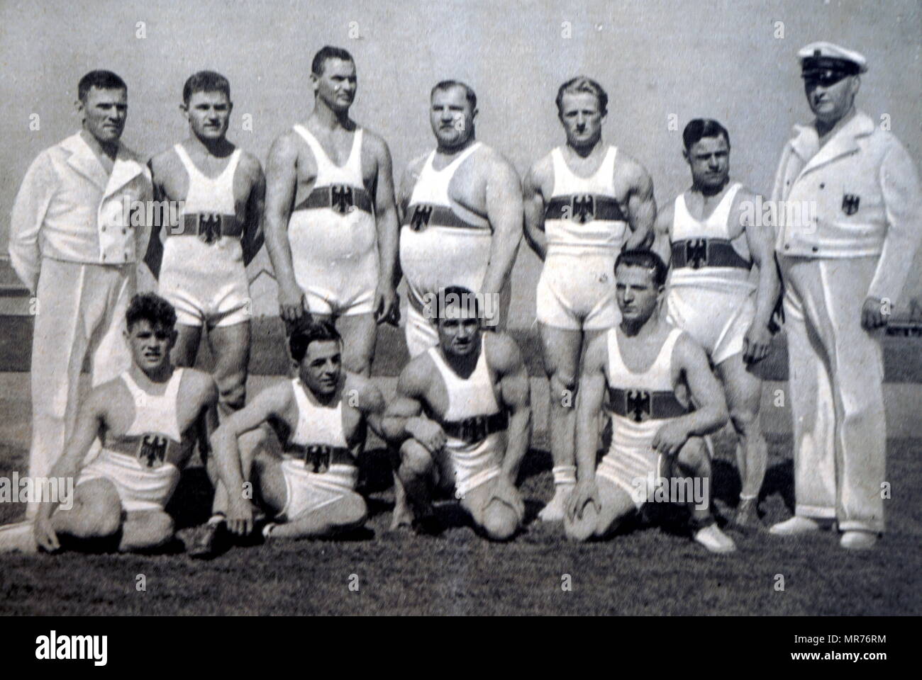 Fotografia di il tedesco del team di wrestling al 1932 giochi olimpici. Foto Stock