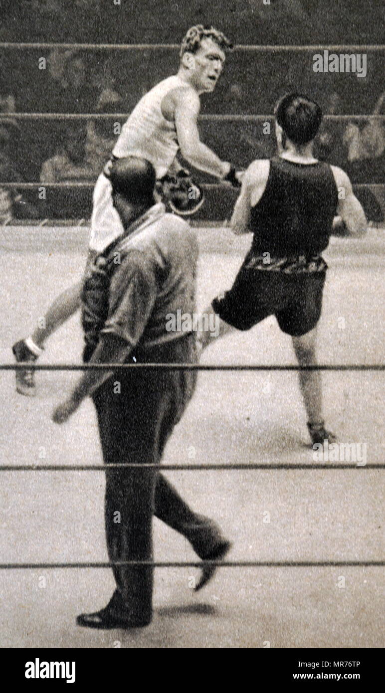 Fotografia di Bernlohr dalla Germania e Albert Sidney 'Bert' Lowe (1912 - 1933) dalla Nuova Zelanda al 1932 giochi olimpici. Foto Stock
