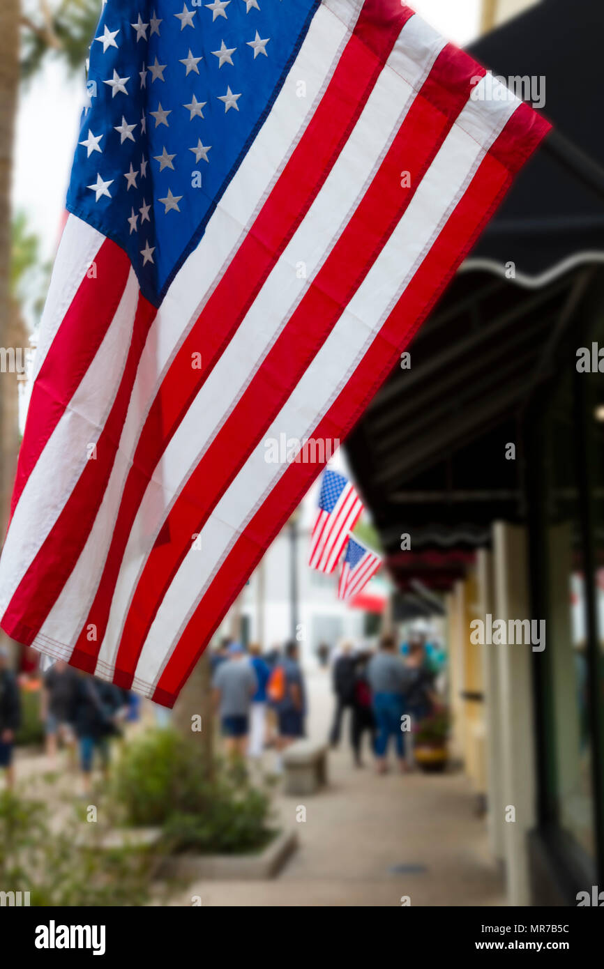American bandiere da edifici a St Augustine Florida Foto Stock
