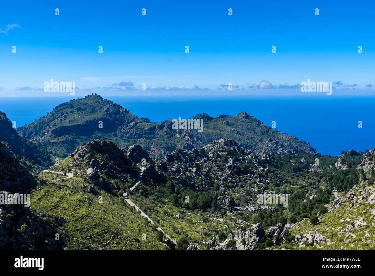 Port de Sa Calobra - bella costa street e il paesaggio di Mallorca, Spagna Foto Stock