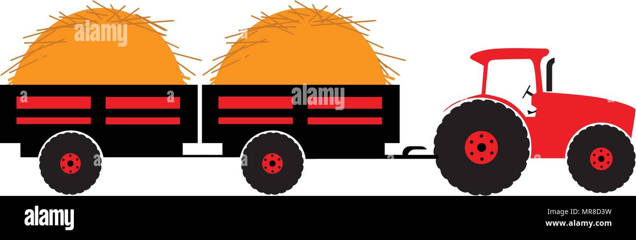 Il trattore con il rimorchio twoo silhouette color illustrazione vettoriale isolato Illustrazione Vettoriale