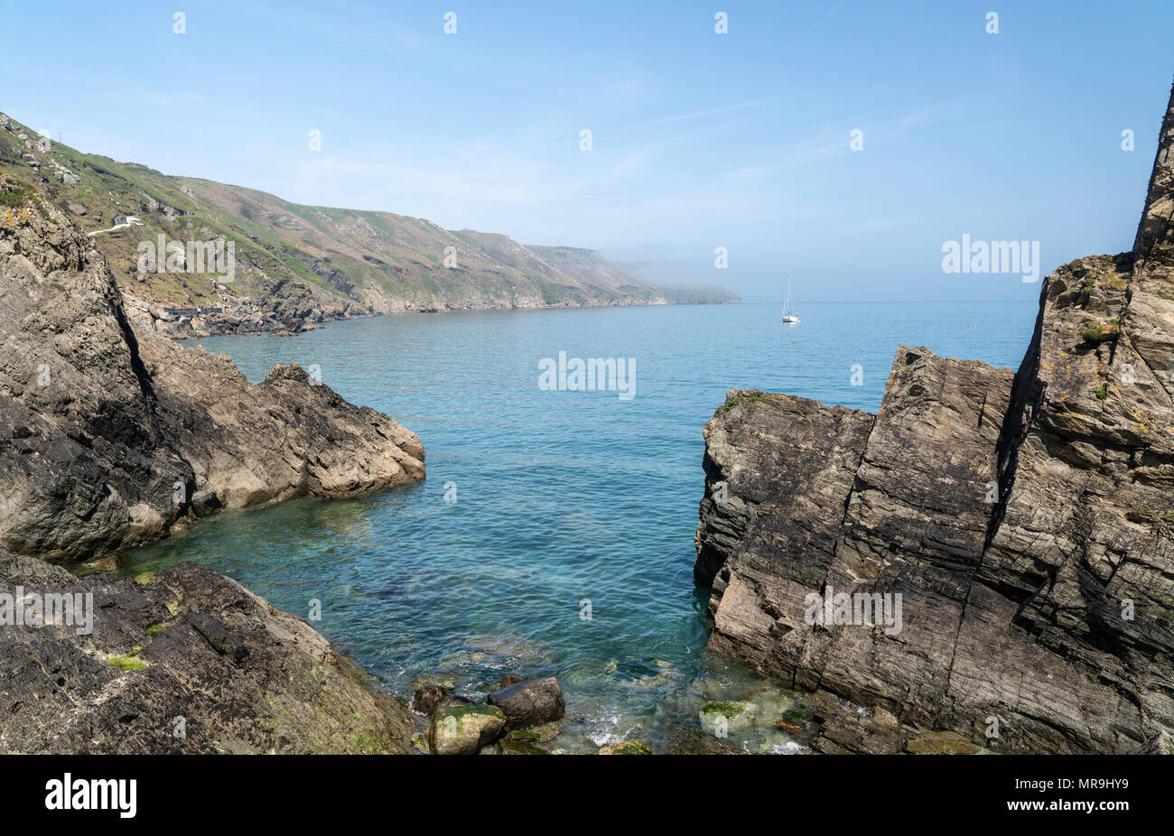 Costa rocciosa dell isola di Lundy off Devon Foto Stock